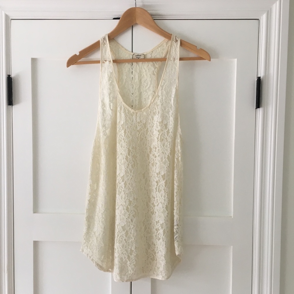 Wilfred Aritzia racer back lace tank top